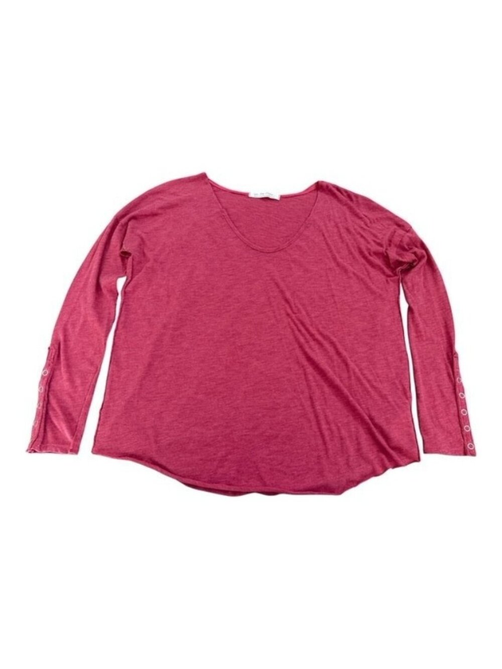 Free People We The Free Tunic Tee Small Rose Red Long Sleeve Snap Button Arms